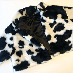 Faux Fur Cow Print Jacket