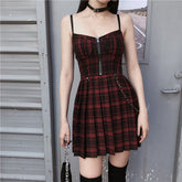 Gothic-Kleid mit Kettenmuster und Karomuster