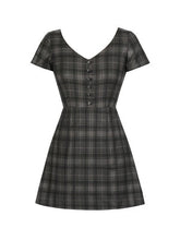 Short Sleeve Plaid Gothic Mini Dress