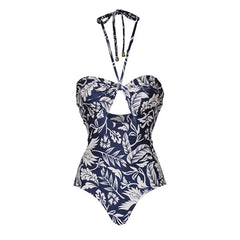 Maillot de bain sexy imprimé en cœur pour femme, monokini dos nu, coupe haute, bikini