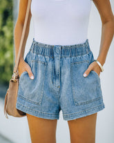 High Waist Paperbag Denim Shorts