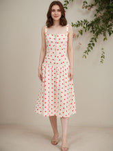 Halter Polka Dot Long Dress, Cinched Waist Dress
