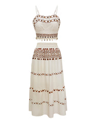 Printed tassel top and skirt two-piece set