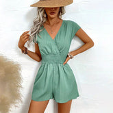 Striped cross bow jumpsuit T-shirt