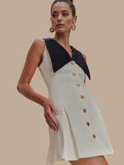 Large Lapel Metal Button Slim Dress