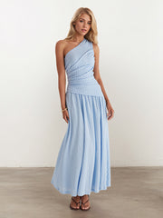 Solid Color Slim Sleeveless One-Piece Dress