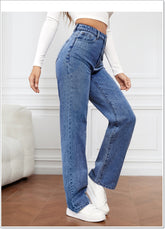 High-Waist-Baggy-Jeans mit weitem Bein