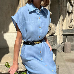 Tie Up A Cotton And Linen Shirt Dress