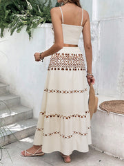 Printed tassel top and skirt two-piece set