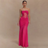 Strapless Maxi Dress With Hollow Pleats