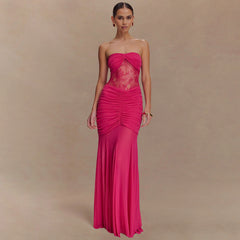 Strapless Maxi Dress With Hollow Pleats