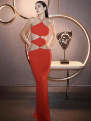 Halter Neck Cut Out Maxi Dress