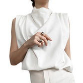 Prestige Satin Cowl Neck Blouse - Black