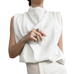 Prestige Satin Cowl Neck Blouse - Black