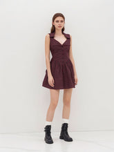 Red Checkered Polo Neck Dress