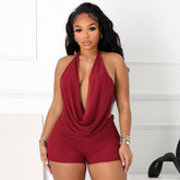 Halter Neck Backless Two-Piece Suit