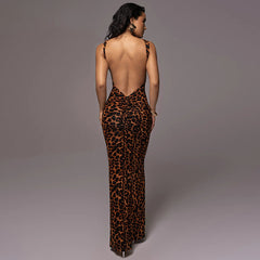 Leopard zipper slit Dress