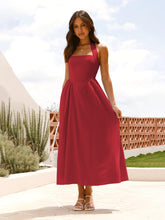 Square Neck Waist Halter Dress