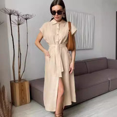 Tie Up A Cotton And Linen Shirt Dress