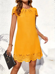 Burnt Flower A-Line Short Solid Color Dress