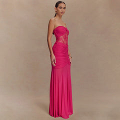Strapless Maxi Dress With Hollow Pleats