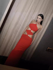 Halter Neck Cut Out Maxi Dress