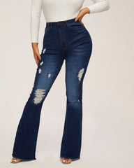 Jeans mit ausgestelltem Bein und hoher Taille