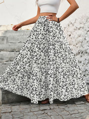 Small Floral Three-Layer Splicing Long Skirt