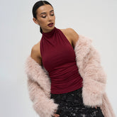 Sleeveless Halter Vest Half Turtleneck T-shirt Top