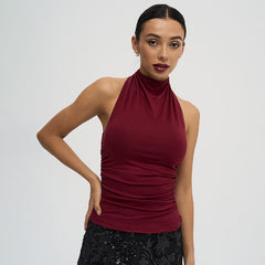 Sleeveless Halter Vest Half Turtleneck T-shirt Top