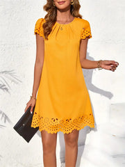 Burnt Flower A-Line Short Solid Color Dress