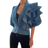 Plus Size PU Leather Jacket with Belt