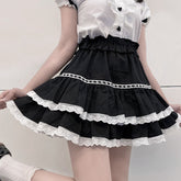 Gothic Harajuku Mini-Skort mit gestuften Rüschen