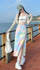 Split Tie Irregular Midi Skirt