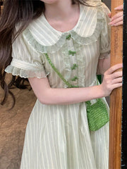 Striped Harajuku Lace Bow Dress