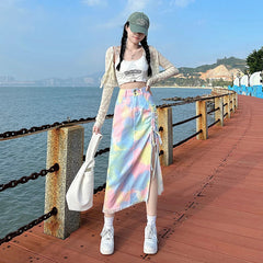Split Tie Irregular Midi Skirt