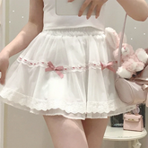 Sweet Love Lace Trim Bow Skort