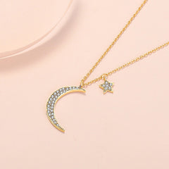 Moon and Star Pendant Necklace