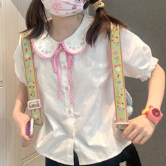 Kawaii Embroidered Collar Blouse