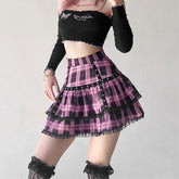 Punk-karierter Stufen-Minirock