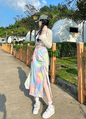 Split Tie Irregular Midi Skirt