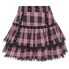 Punk Plaid Tiered Mini Skirt