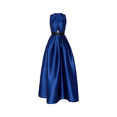 Pleated Blue Evening Gown