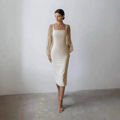 Simple Embroidered Patchwork Dress