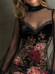 Floral Printed Mesh Tulle Short Skirt