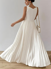Sleeveless Pleated Waist Dress