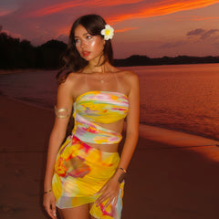 One-Shoulder Off-The-Shoulder Sheer Dress