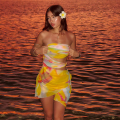 One-Shoulder Off-The-Shoulder Sheer Dress