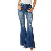 Jeans mit ausgestelltem Bein und hoher Taille