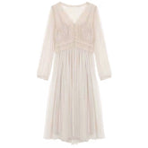 Elegant A-Line Button Puff Sleeve Dress